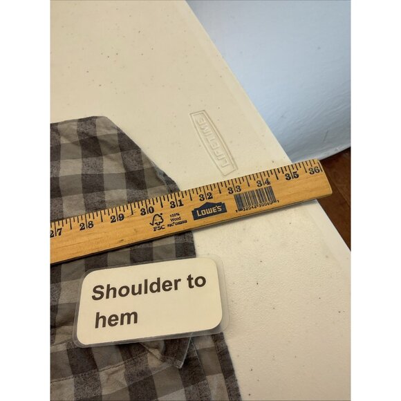 Garnet Hill size 10 Gray flannel Buffalo plaid Organic Pima Button Up‎ Tunic Top - Picture 8 of 9